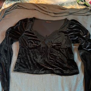 Romwe Black Velvet top
